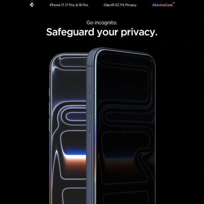 15. Spigen Glas.tR EZ Fit Privacy Tempered Glass für iPhone 16 Pro / 17 / 17 Pro - 2 Stk.