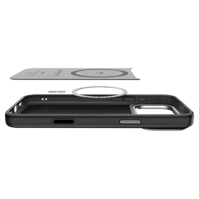 7. Spigen Enzo Aramid "T" MagSafe Case für iPhone 17 Pro Max - Schwarz und Silber