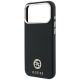 6. Guess MagSafe Hülle mit genarbtem, rundem Strass-Logo für iPhone 18 Pro / 17 Pro – Schwarz