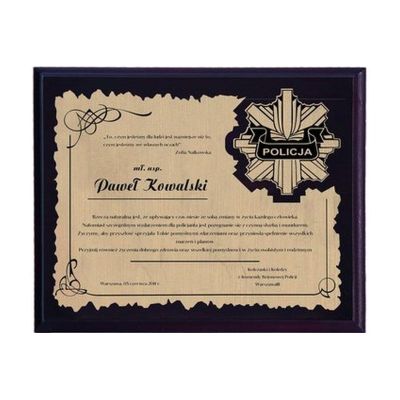 8. Kunststoffdiplom mit Laminatgravur