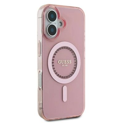 4. Guess IML Strassstein-MagSafe-Hülle für iPhone 16 Plus – Pink