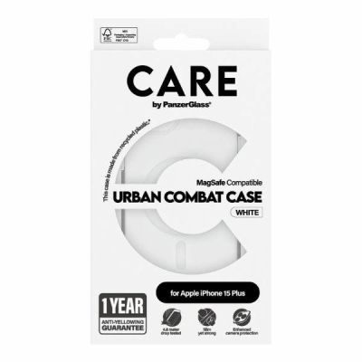 4. CARE by PanzerGlass Urban Combat Case MagSafe Hülle für iPhone 15 Plus – weiß