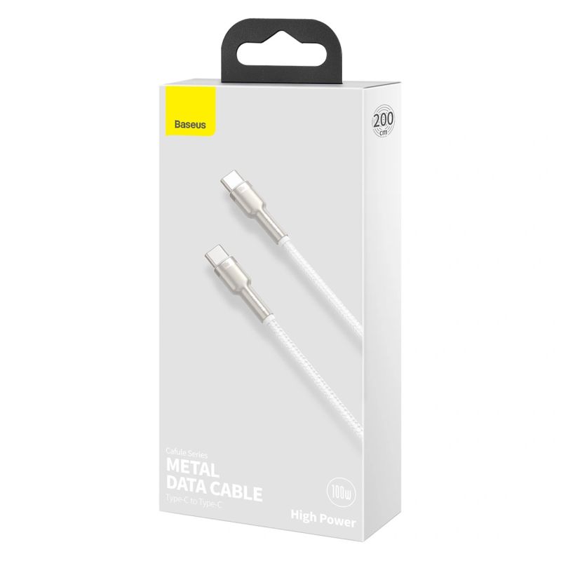 10. Baseus Cafule Metall-Netzteil 100W USB-C – USB-C-Kabel 2 m – Weiß