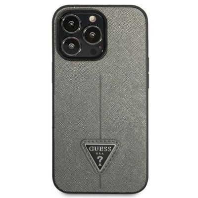 3. Guess GUHCP14LPSATLG iPhone 14 Pro 6.1 "Silber / Silber Hardcase SaffianoTriangle Logo