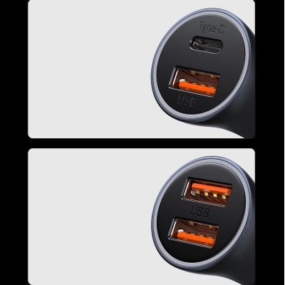 11. Baseus Golden Contactor Max schnelles Autoladegerät USB + USB Typ C 60 W Quick Charge blau (CGJM000103)