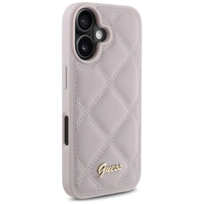 4. Guess iPhone 16 Hülle mit gestepptem Metalllogo – Rosa