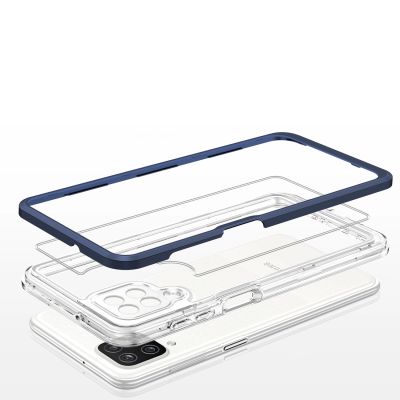 5. Klare 3in1 Hülle für Samsung Galaxy A22 4G Frame Gel Cover Blau