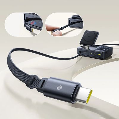 16. Baseus NOMOS 140W Qi2 5-in-1 Kabellose Ladestation mit einziehbarem USB-C-Kabel und Digitalanzeige – Schwarz