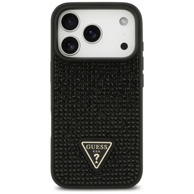 3. Guess Strass Dreieck Logo Hülle für iPhone 17 Pro - Schwarz