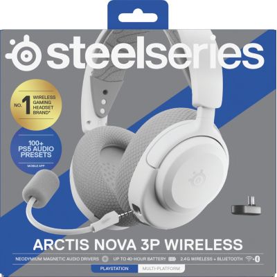 8. Steelseries Arctis Nova 3P Wireless für Playstation-Kopfhörer, Weiß