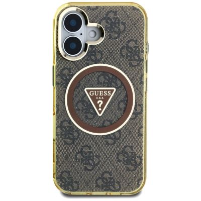3. Guess IML Metal Glitter 4G Circle Triangle MagSafe Case für iPhone 16 - Braun