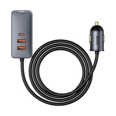 2. Baseus Share Together PPS Mehrfach-Schnelllade-Autoladegerät mit Verlängerungskabel 2U+2C 120W Space Grau