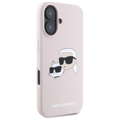 4. Karl Lagerfeld Silikon Nauble Heads Print MagSafe Case für iPhone 16 - Pink