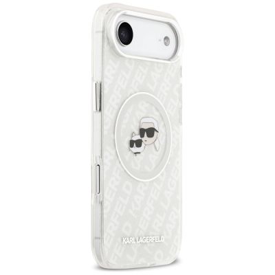 4. Karl Lagerfeld IML Glitter Karl&Choupette Heads Logo MagSafe Hülle für iPhone Air - Grau