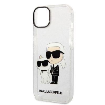6. Karl Lagerfeld Glitzer Karl&Choupette Hülle für iPhone 14 Plus – transparent