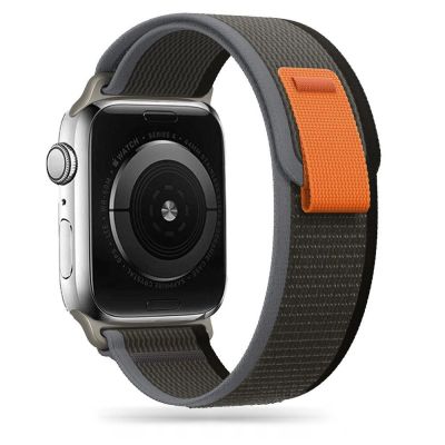 Tech-Protect Nylonarmband für Apple Watch 4/5/6/7/8/9/SE/Ultra 1/2 (42/44/45/49 mm) – Schwarz und Orange