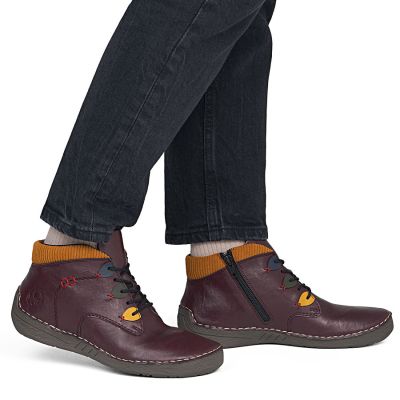 6. Bequeme, gefütterte Damen-Ankle-Boots, bordeauxrot, Rieker 52544-30