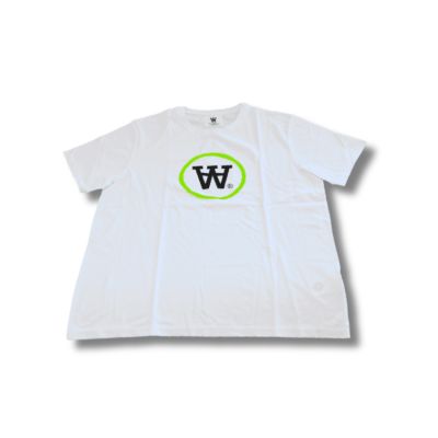 Wood Wood Ace T-Shirt Weiß/Grüner Aufdruck - 10135701-2222-18