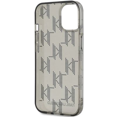 6. Karl Lagerfeld IML Mono KL Pattern & Cord Hülle für iPhone 15 / 14 / 13 – Schwarz