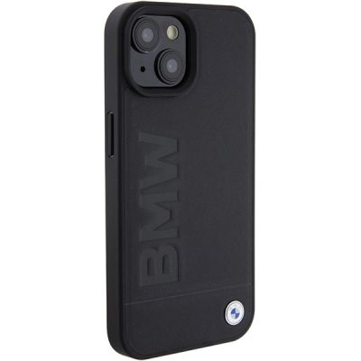 4. BMW Leder Hot Stamp Hülle für iPhone 15 – Schwarz