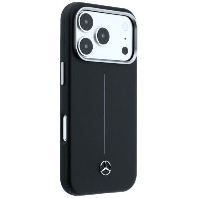 4. Mercedes Leder-Halbhülle mit ikonischer Linie und MagSafe-Design für iPhone 17 Pro – Schwarz