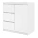 Kommode mit 1 Tür und 3 Schubladen, weiß