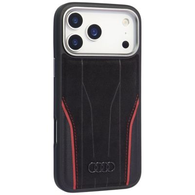 2. Audi R8 Echtleder MagSafe Hülle für iPhone 17 Pro - Schwarz und Rot