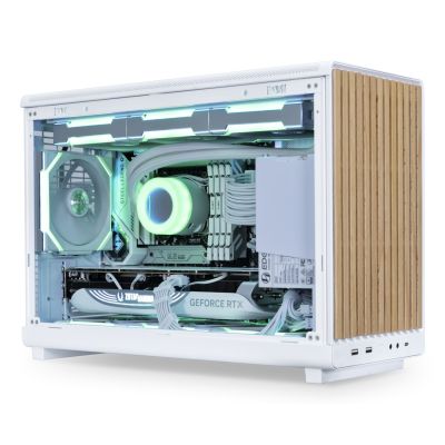 2. Lian Li DAN A3-mATX PC-Gehäuse Wood Edition, gehärtetes Glas, Micro-ATX – Buche, Weiß