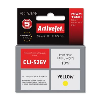 Activejet ACC-526YN Tinte (Ersatz für Canon CLI-526Y; Supreme; 10 ml; gelb)