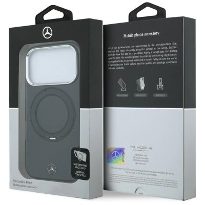 8. Mercedes Ring Stand Iconic Logo MagSafe Hülle für iPhone 18 Pro / 17 Pro - Schwarz