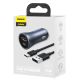5. Baseus Golden Contactor Pro Autoladegerät USB-C / USB-A 40W PD QC 4+ SCP FCP AFC + Kabel - grau