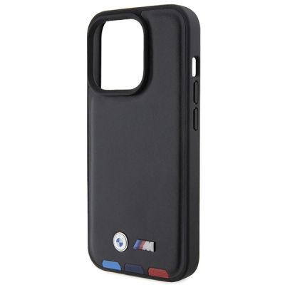 6. BMW BMHCP15L22PTDK iPhone 15 Pro 6,1" schwarz/schwarzer Lederstempel Tricolor