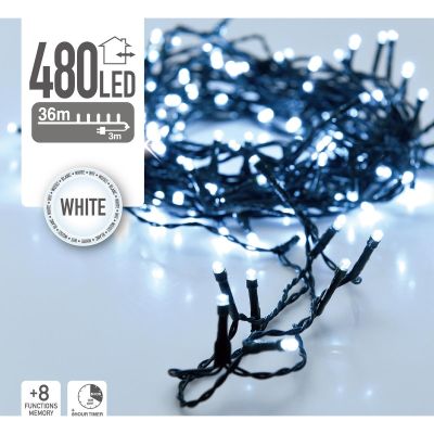 21. Lichterkette für den Weihnachtsbaum, 480 LEDs, Timer, Kaltweiß