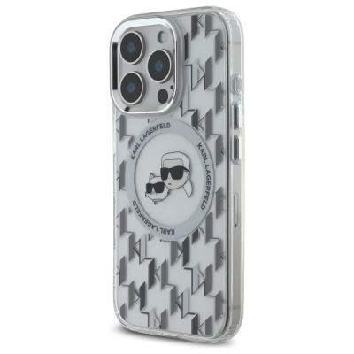 2. Karl Lagerfeld IML Monogram Karl & Choupette Head MagSafe Hülle für iPhone 16 Pro – transparent