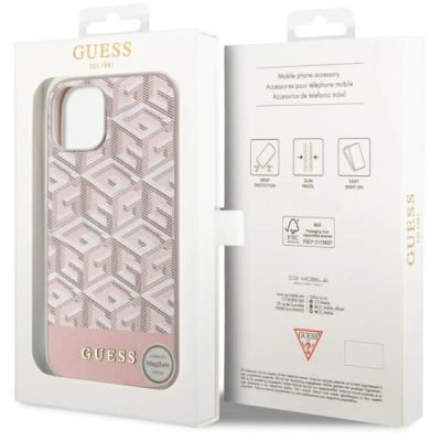 8. Guess GUHMP14MHGCFSEP iPhone 14 Plus 6,7" rosa/rosa Hartschale GCube Stripes MagSafe