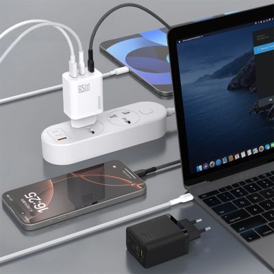 4. Dudao A29C 65W GaN Wandladegerät + USB-C Kabel - Schwarz