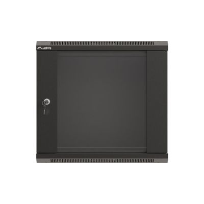 3. LANBERG Wandregalschrank 19" 9U 540x350 Schwarze Glastür (Flachverpackung)