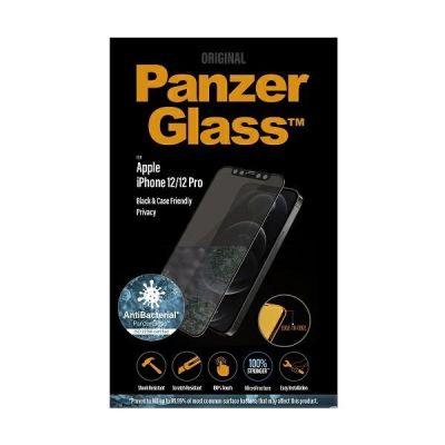 3. PanzerGlass E2E Super+ Microfracture antibakterielles, gehärtetes Sichtschutzglas für iPhone 12/12 Pro – mit schwarzem Rahmen