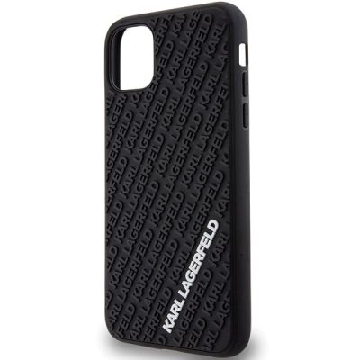 6. Karl Lagerfeld KLHCN613DMKRLK iPhone 11 / Xr 6,1" schwarz/schwarzes Hardcase 3D Rubber Multi Logo