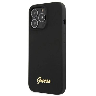 3. Guess GUHMP13LLSLMGBK iPhone 13 Pro / 13 6.1" schwarz/schwarz Hardcase Silikon Script Gold Logo MagSafe
