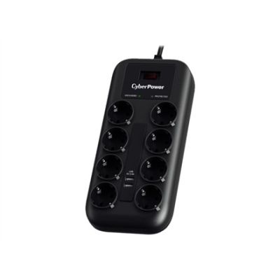 CyberPower P0820SUF0-DE Überspannungsschutz, Schwarz, 8 x Netzsteckdosen, 200–250 V, 1,8 m