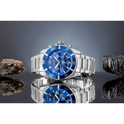 5. Giewont Herrenuhr Chronograph Saphir Silber Blau GW3970-B3