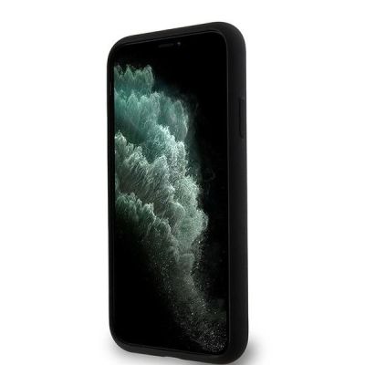 6. DKNY Liquid Silicone MagSafe Hülle für iPhone 11/Xr, Weiß, mit aufgedrucktem Logo, Schwarz