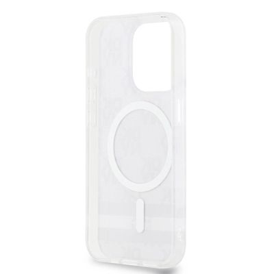 7. DKNY IML Checkered Mono Pattern & Printed Stripes MagSafe Hülle für iPhone 14 Pro – Schwarz