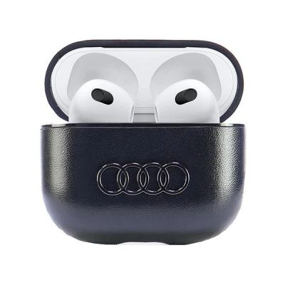 4. Audi Lederhülle mit großem Logo für AirPods 3 – Schwarz