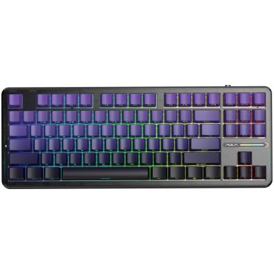 Gasket F87 Pro Purple Black Gradient GrayWoodV4 Switch RGB AULA Tastatur