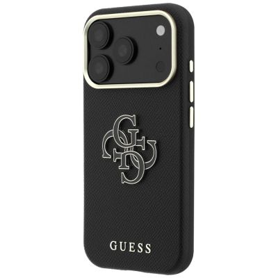 2. Guess Grained & Big Resin Logo Case für iPhone 18 Pro / 17 Pro - Schwarz