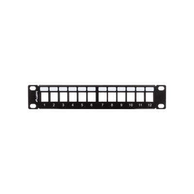 3. LANBERG Patchpanel, leer, 12 Ports, 1 HE, 10 Zoll, mit Organizer für Keystone-Module, schwarz, PPKS-9112-B