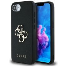 Guess PU Grained 4G Metal Logo iPhone 16e Hülle - Schwarz
