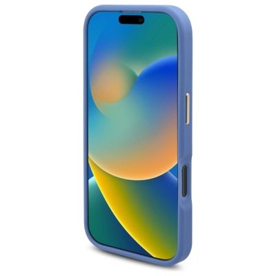 5. Guess 4G Logo Plate MagSafe Hülle für iPhone 16 Pro – Blau